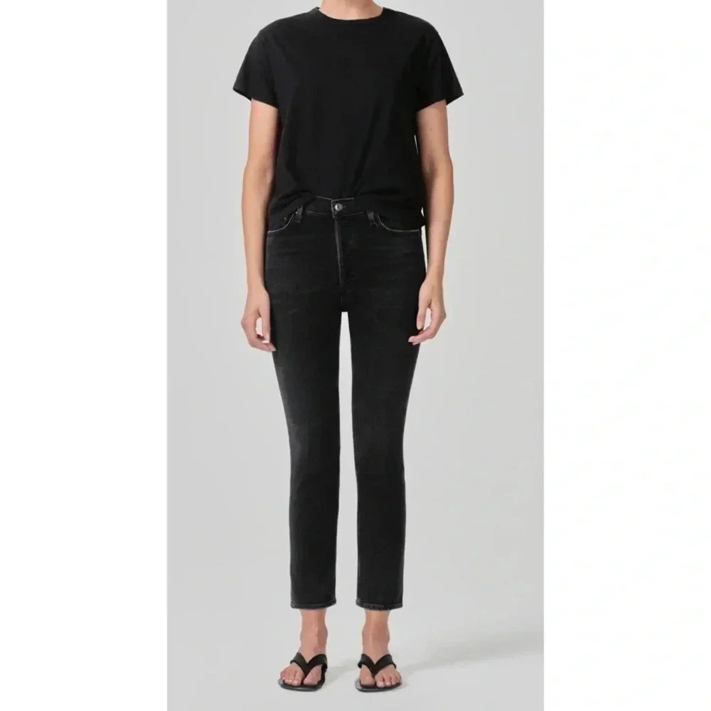 Agolde Nico High Rise Slim Button Fly Jeans in Hotline Size 28